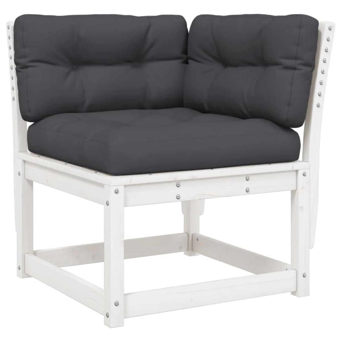 Set sofás jardín 5 pzas con cojines madera maciza pino blanco