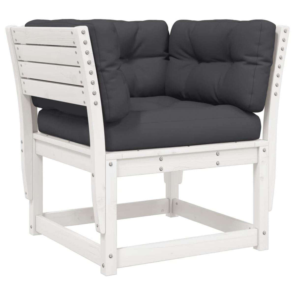 Set sofás jardín 5 pzas con cojines madera maciza pino blanco