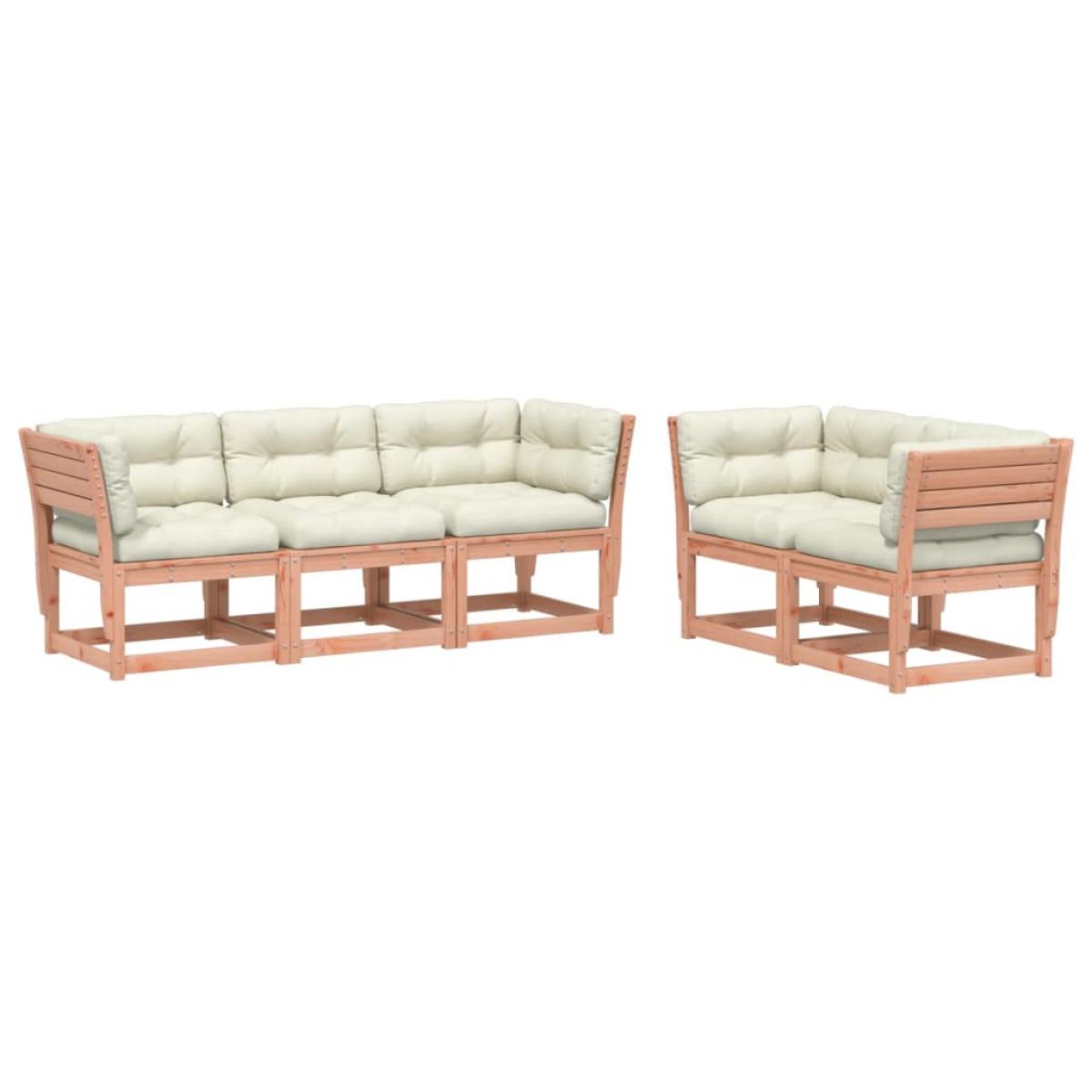 Set de sofás jardín 5 pzas con cojines madera maciza Douglas