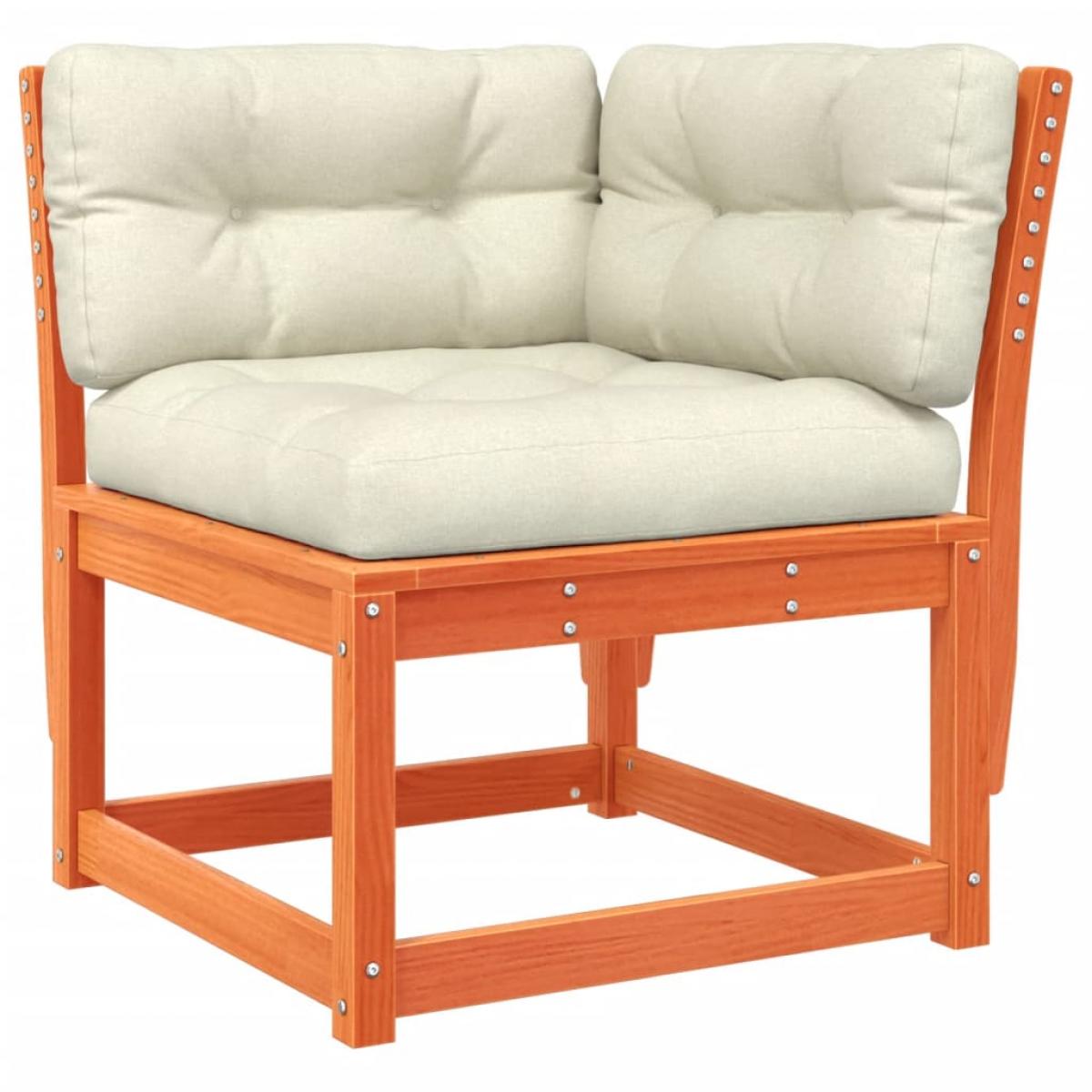 Set de sofás jardín 6 pzas con cojines madera pino marrón cera