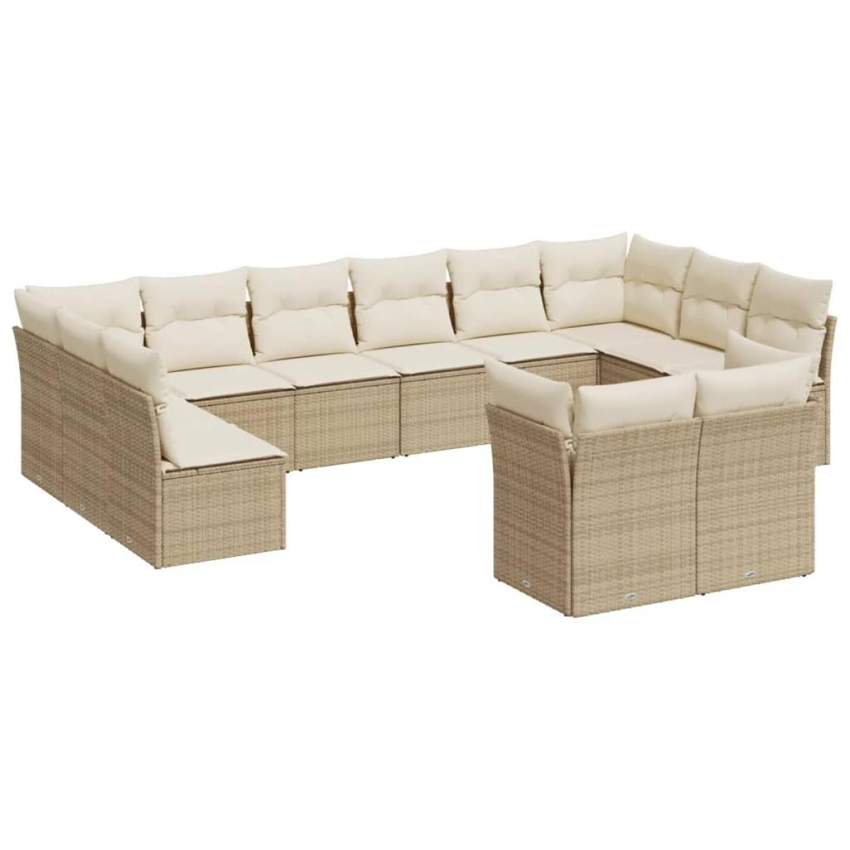 Set de sofás de jardín 12 pzas y cojines ratán sintético marrón