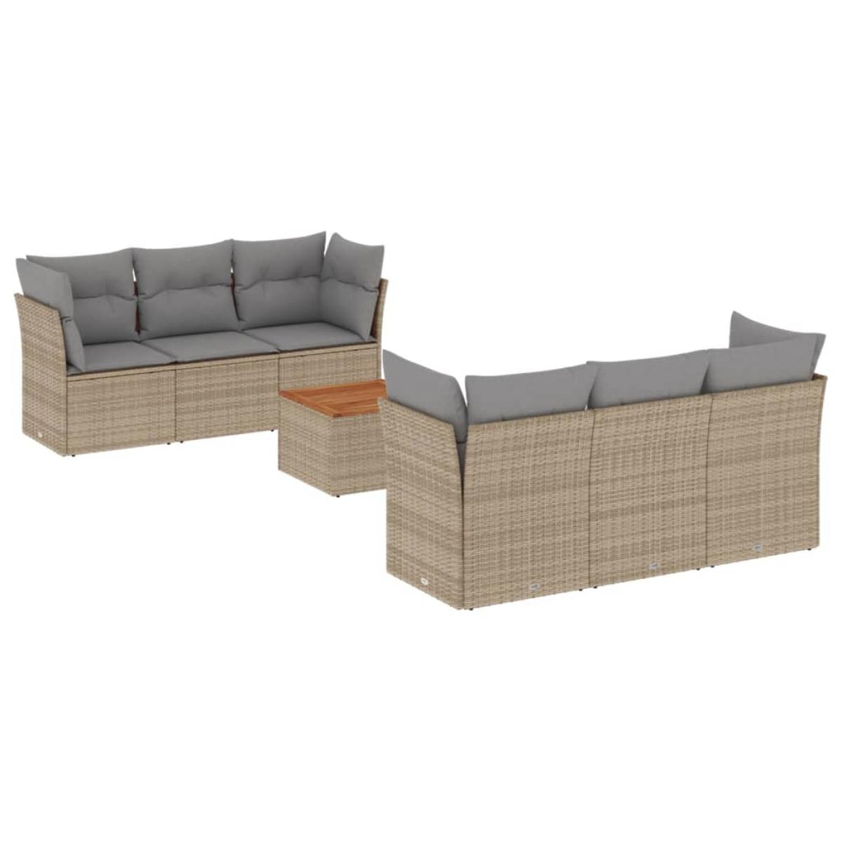 Set sofás de jardín 7 piezas y cojines ratán sintético beige