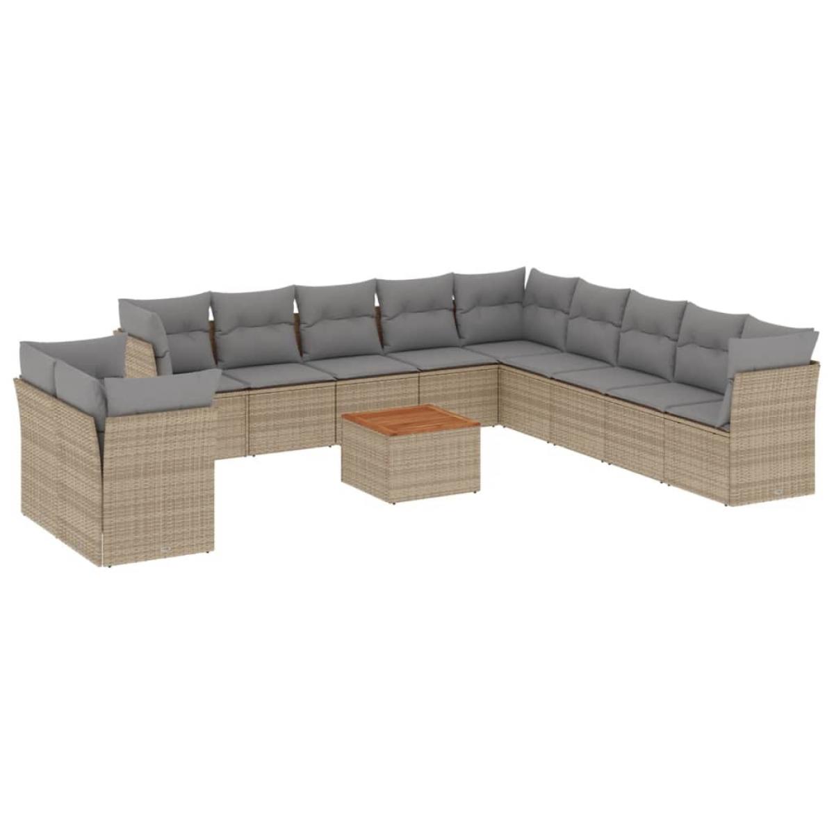 Set de sofás de jardín 12 pzas y cojines ratán sintético marrón