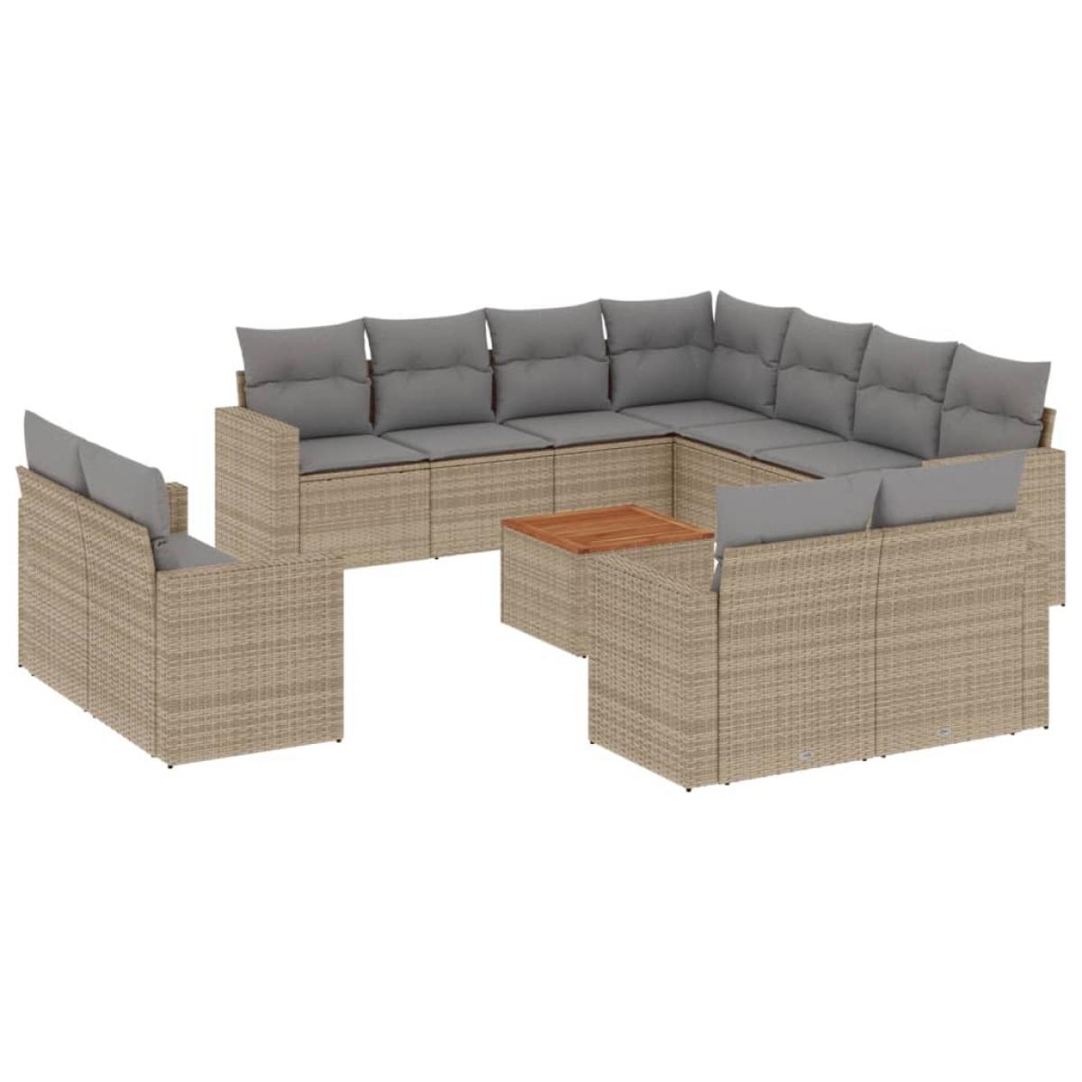 Set de sofás de jardín 12 pzas y cojines ratán sintético marrón