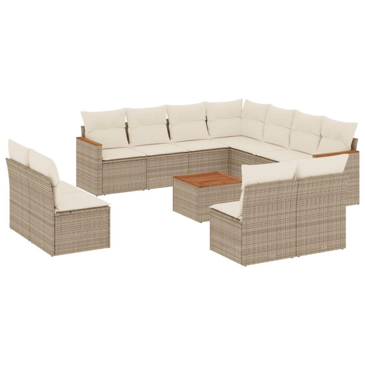 Set de sofás de jardín 12 pzas y cojines ratán sintético marrón