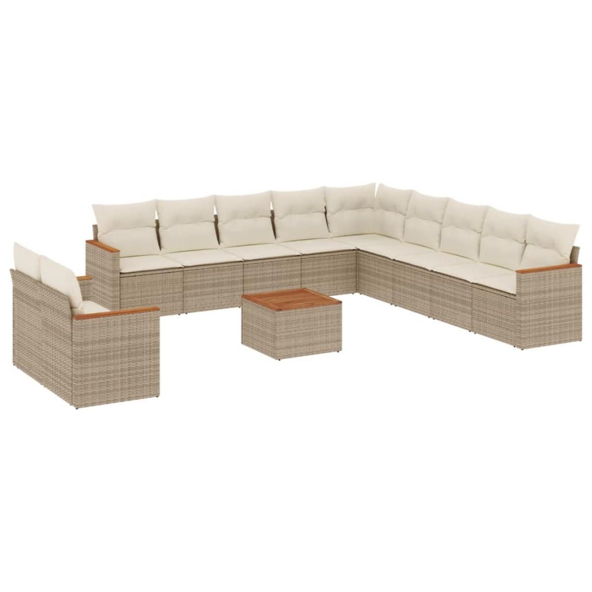 Set de sofás de jardín 12 pzas y cojines ratán sintético marrón
