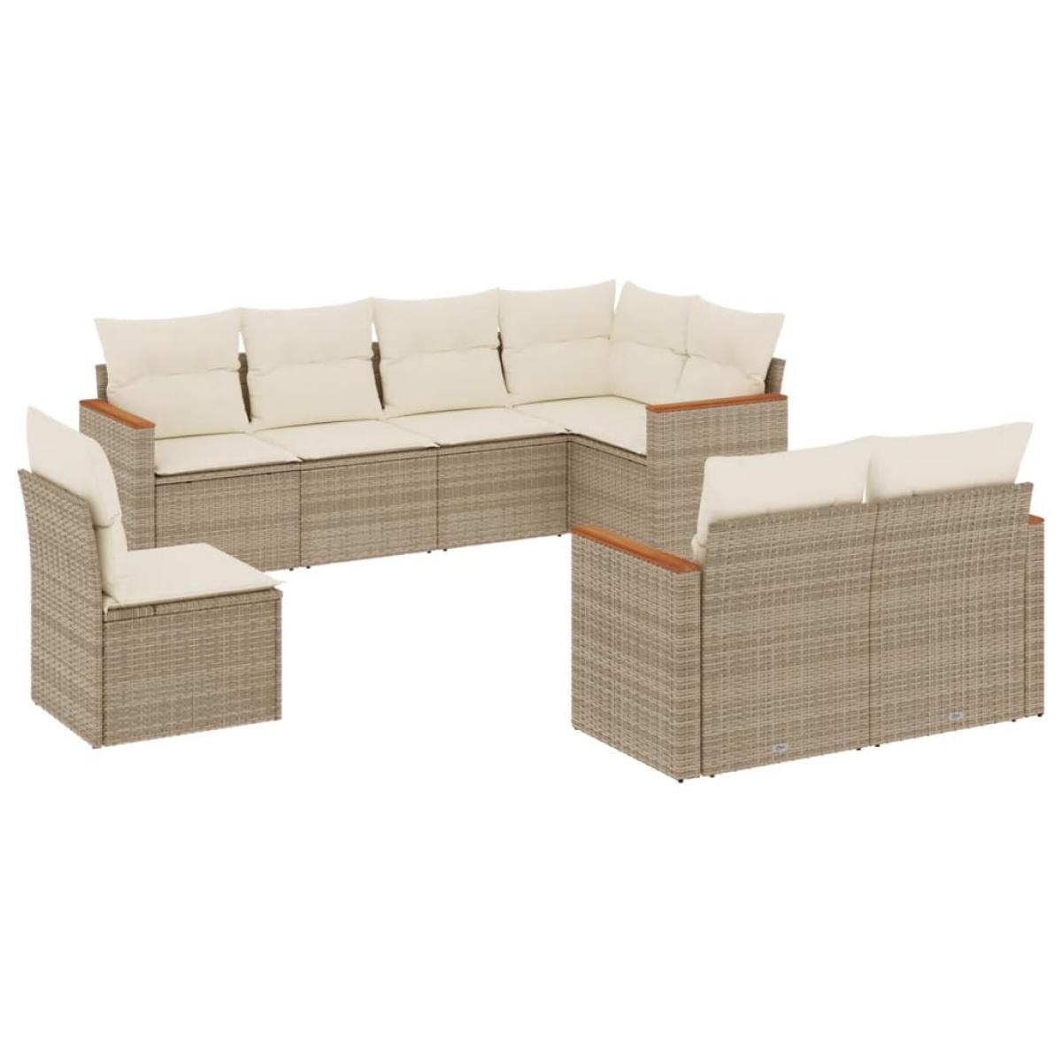 Juego de sofás de jardín con cojines beige 8 pzas ratán PE