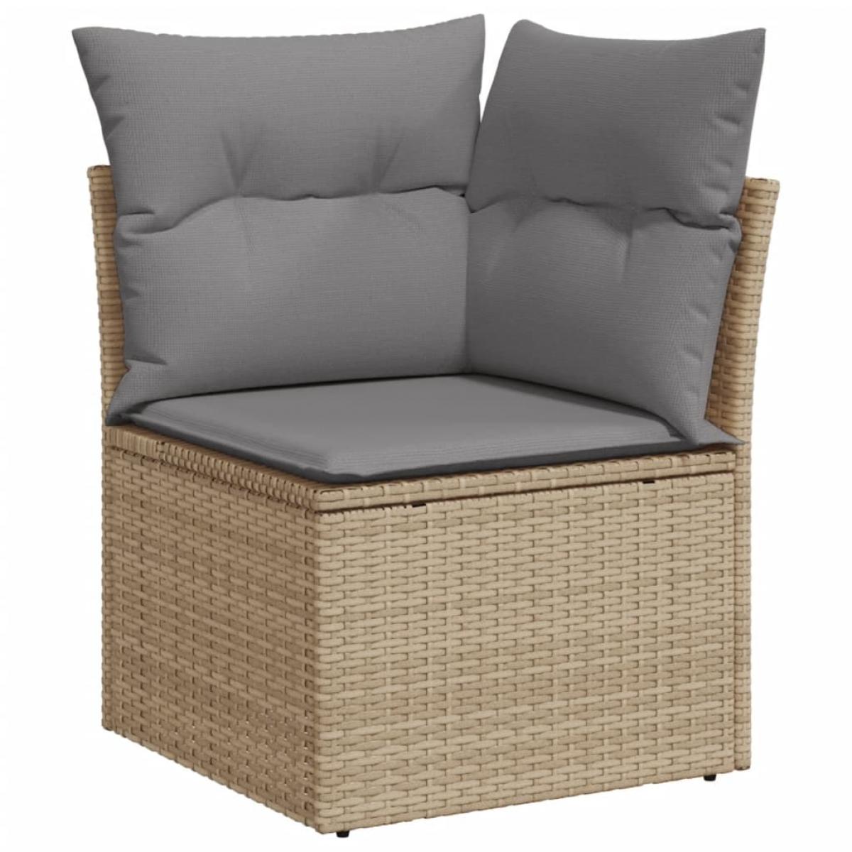 Juego de sofás jardín con cojines beige mezcla 11 pzas ratán PE