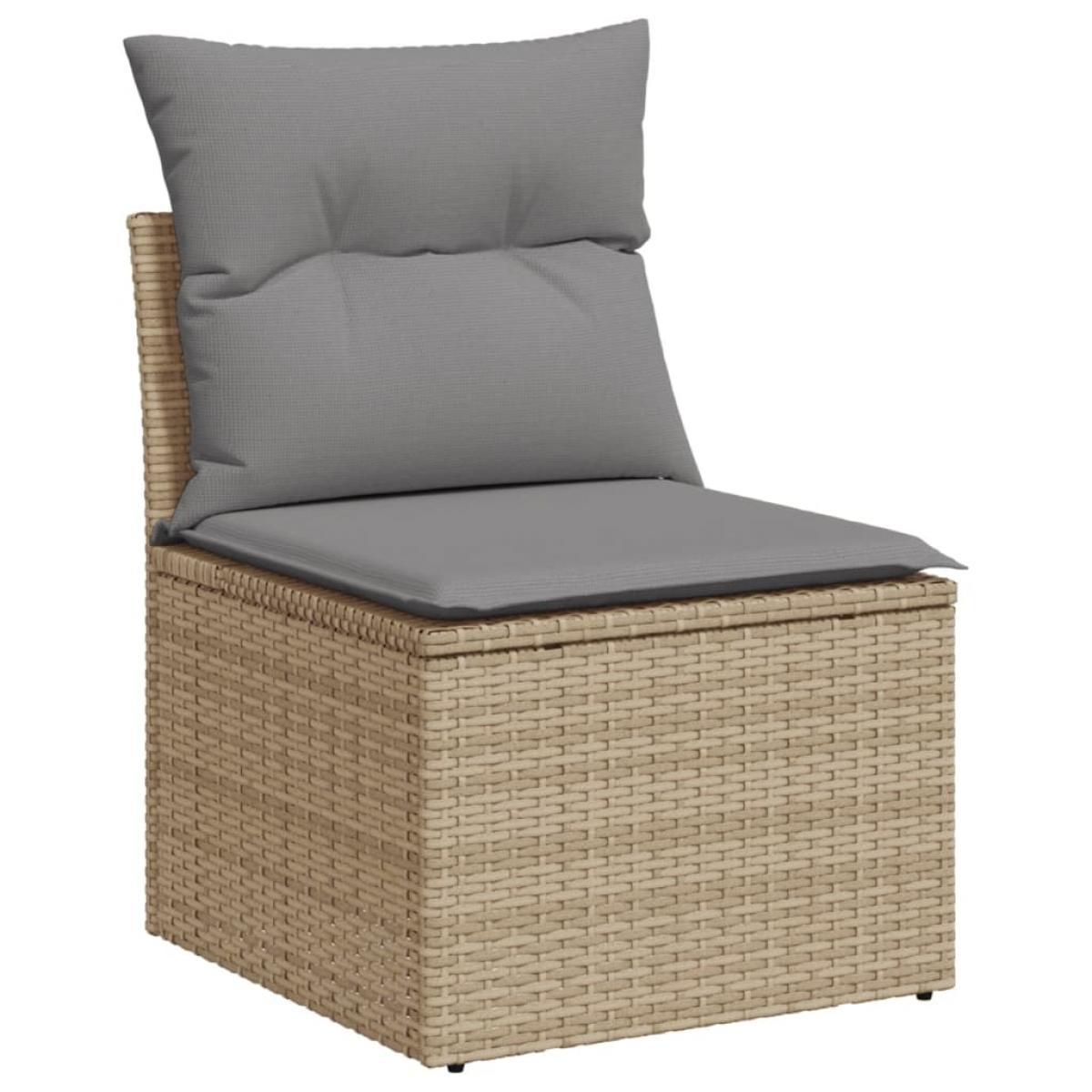 Juego de sofás jardín con cojines beige mezcla 11 pzas ratán PE