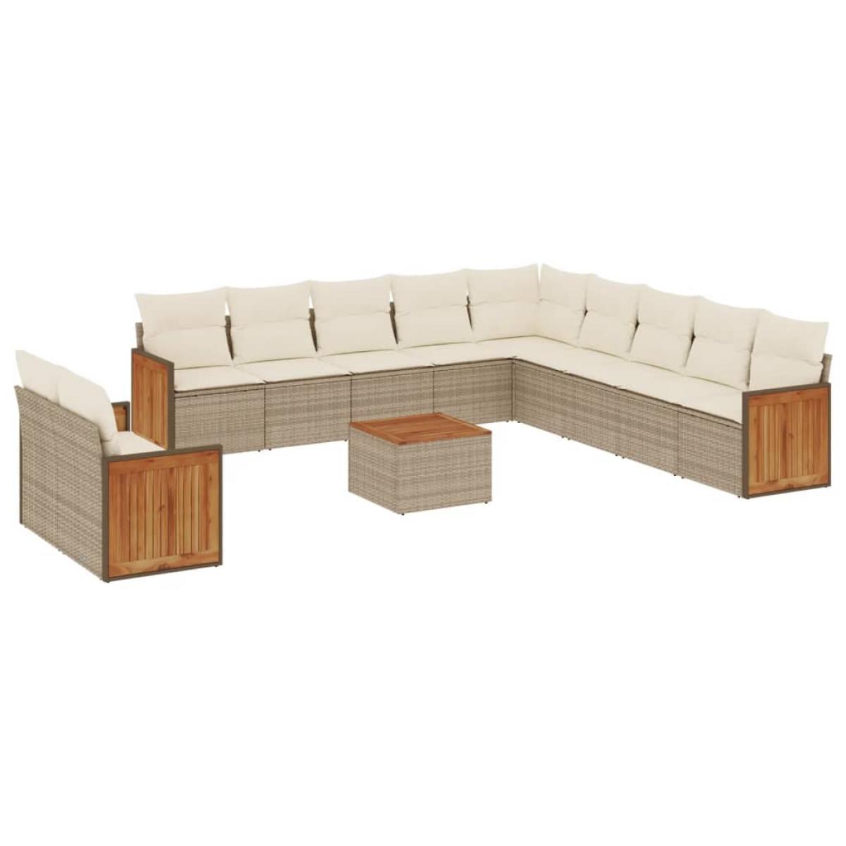 Set de sofás de jardín 12 pzas y cojines ratán sintético marrón
