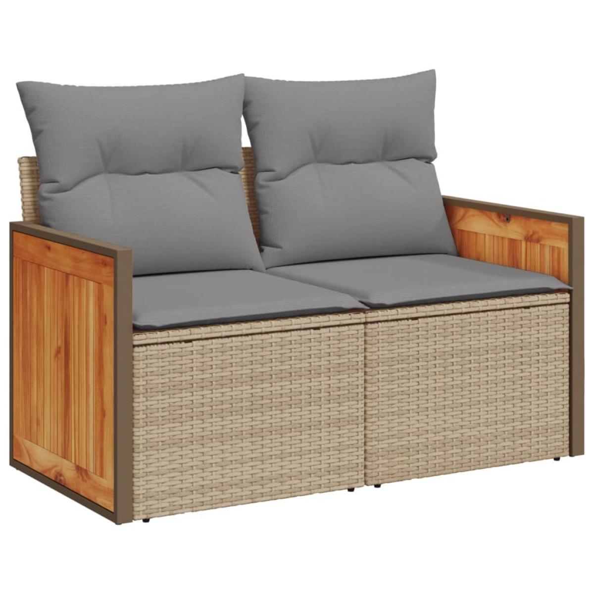 Set de sofás de jardín y cojines 12 pzas ratán sintético beige