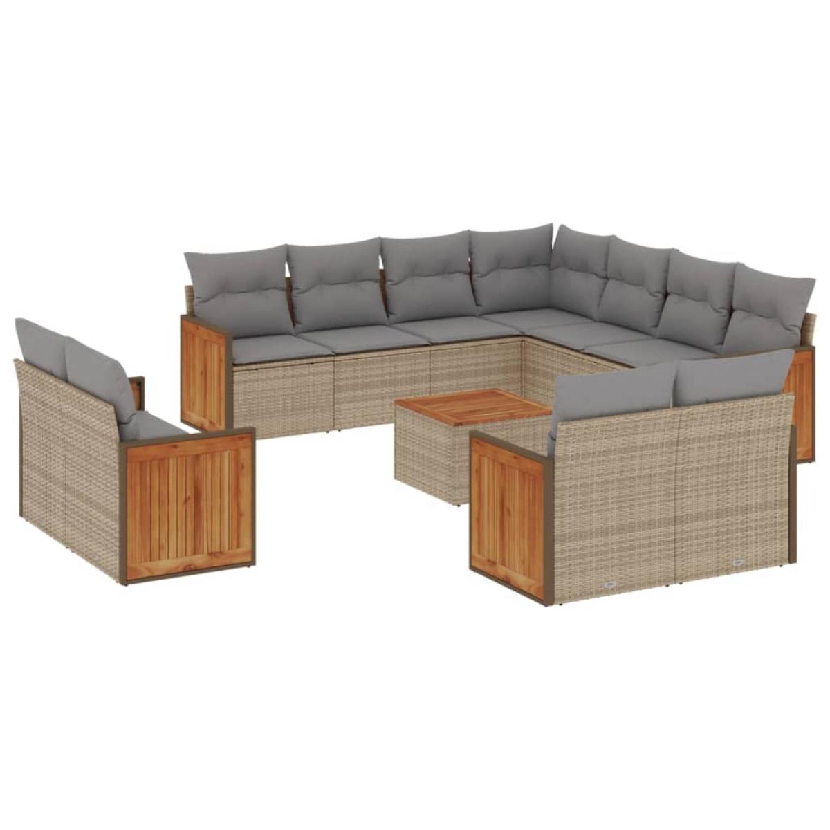 Set de sofás de jardín 12 pzas y cojines ratán sintético marrón