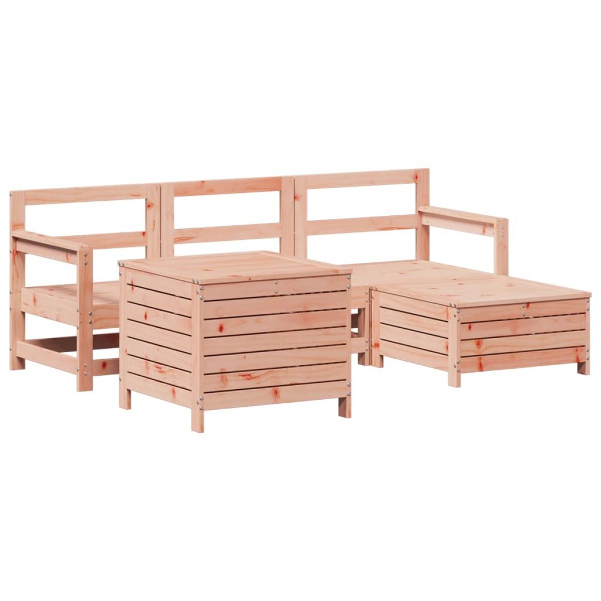 Juego de sofás de jardín 5 pzas madera maciza de abeto Douglas