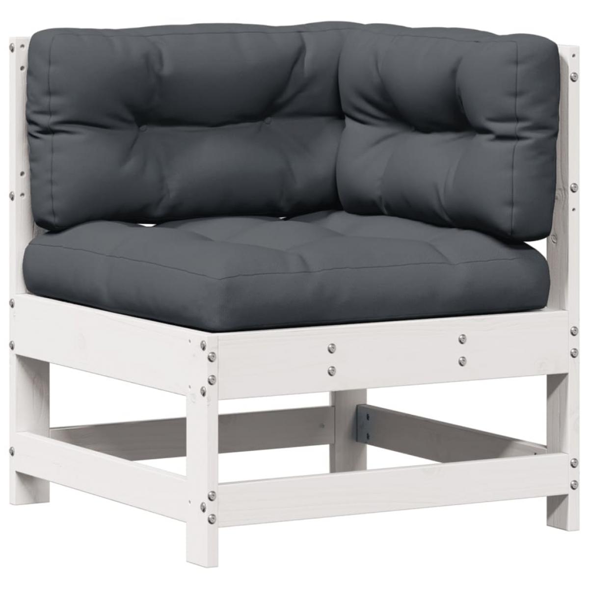 Set de muebles de jardín 3 pzas con cojines madera pino blanco