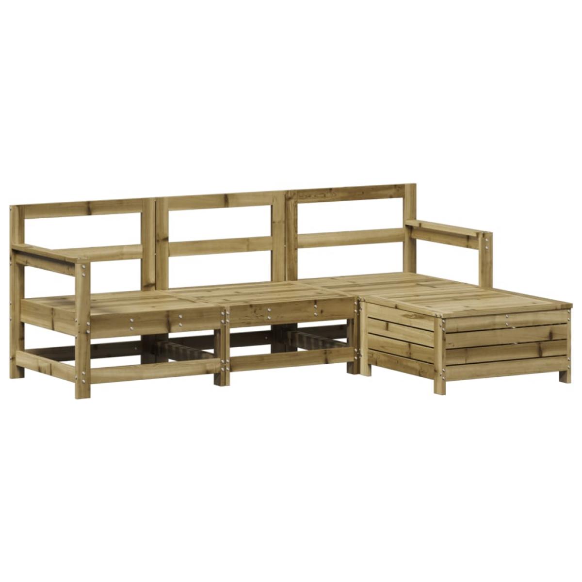Juego de sofás de jardín 4 pzas madera de pino impregnada