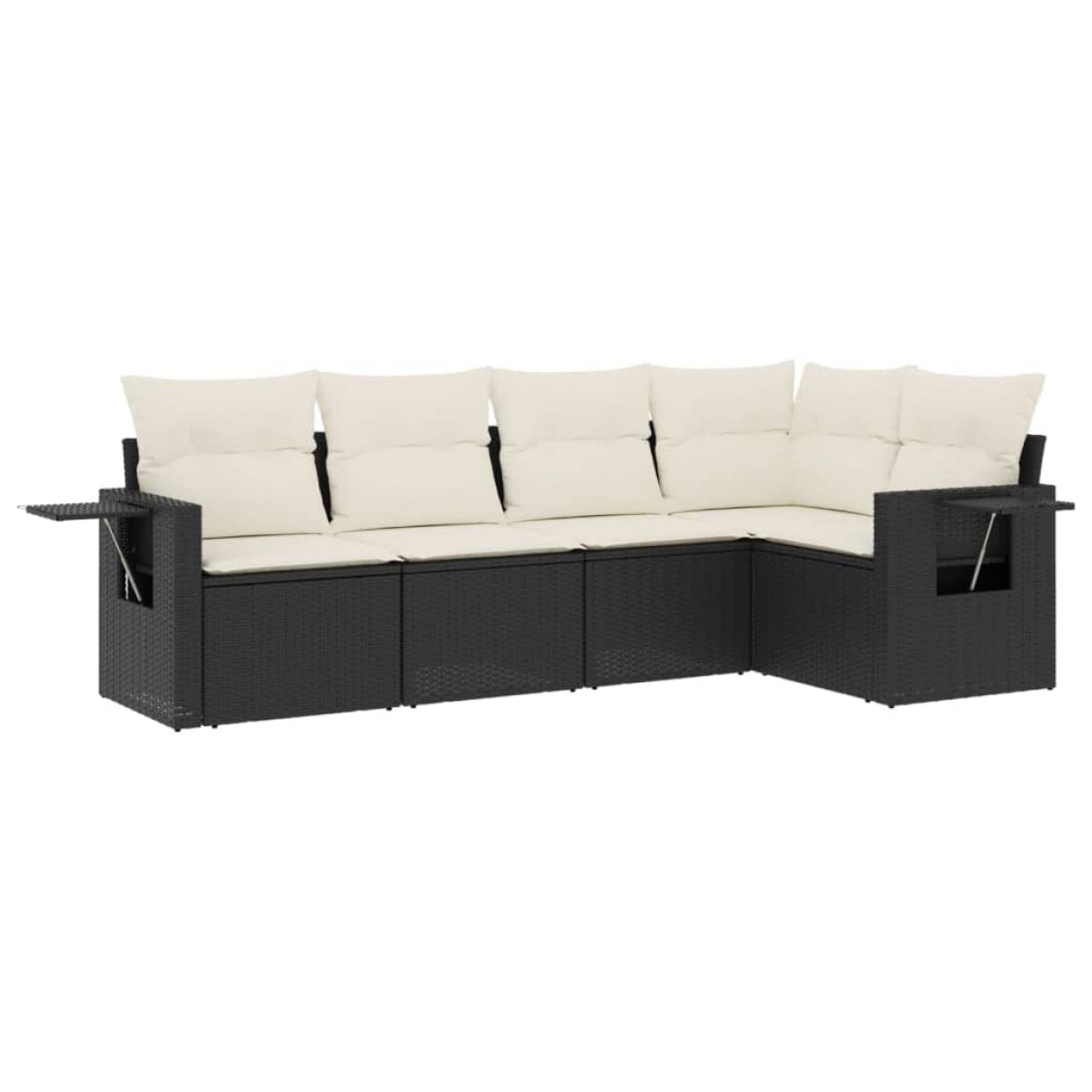 Set de muebles de jardín 5 pzas y cojines ratán sintético negro