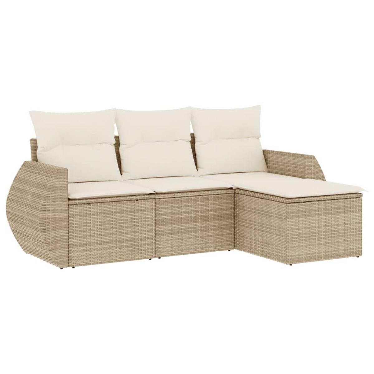 Juego de sofás jardín con cojines 4 pzas ratán sintético beige