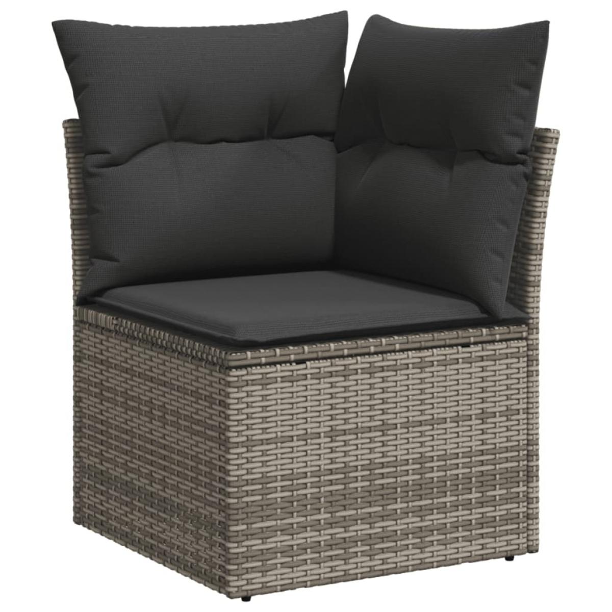Set de sofás de jardín y cojines 8 piezas ratán sintético gris