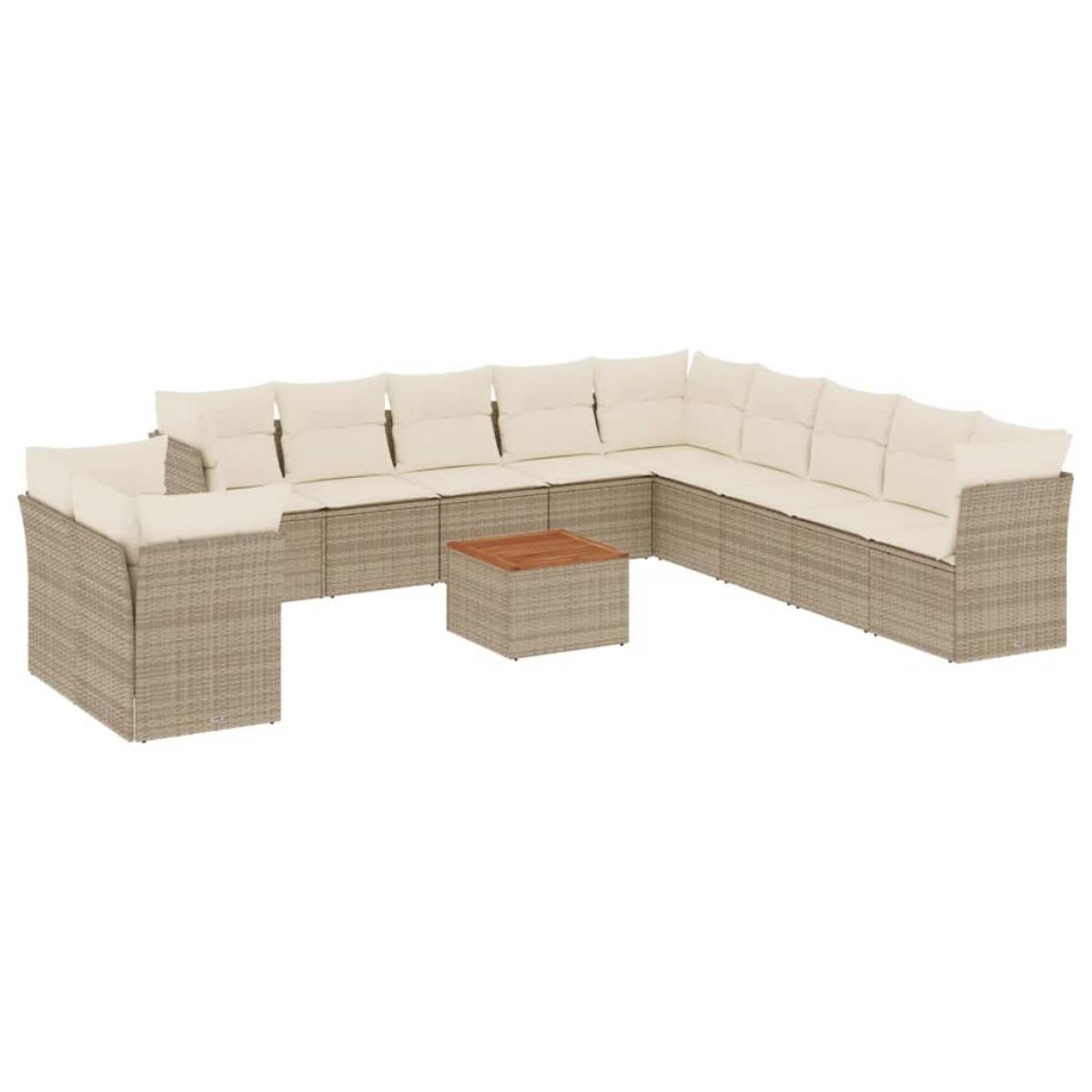 Set de sofás de jardín 12 pzas y cojines ratán sintético marrón