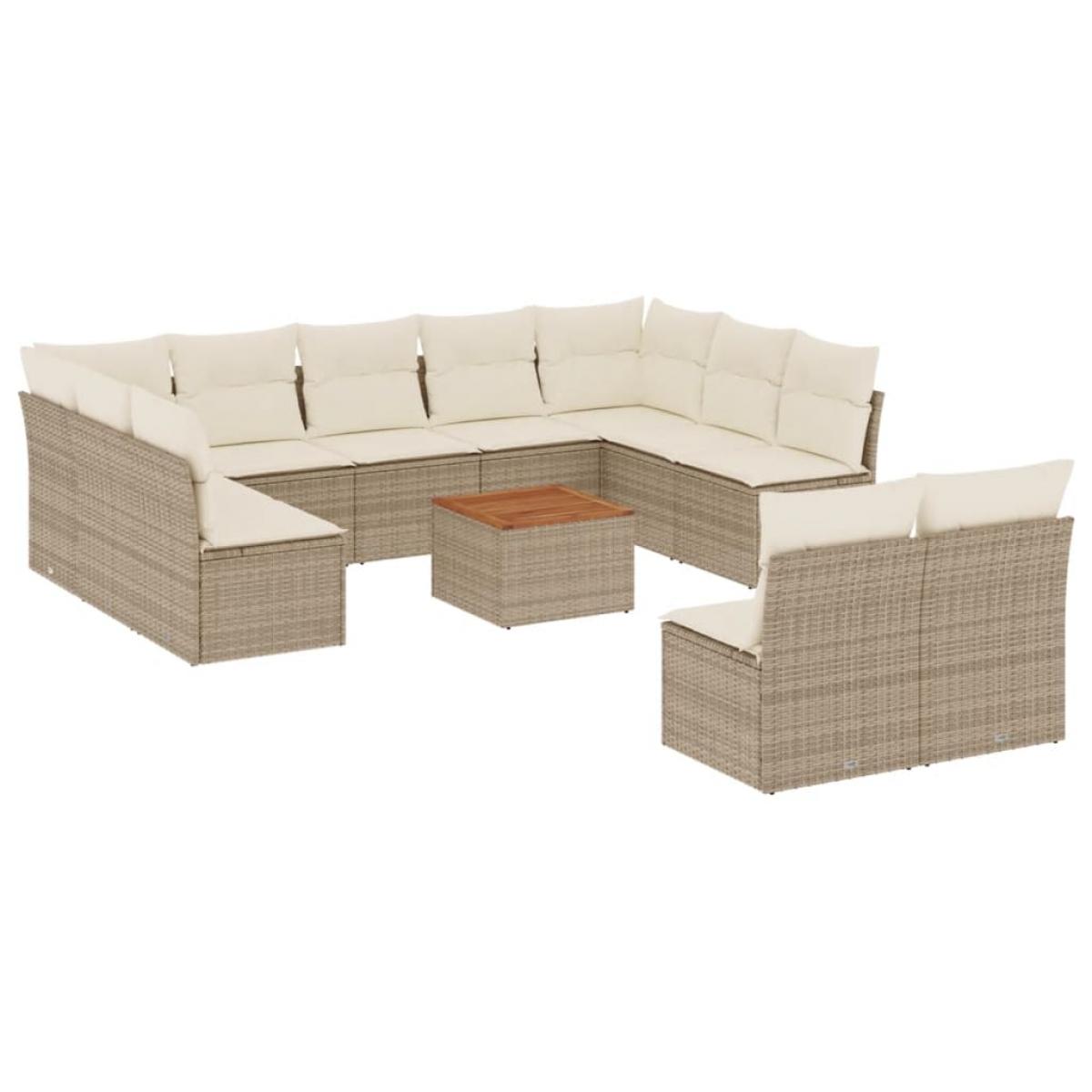 Set de sofás de jardín 12 pzas y cojines ratán sintético marrón