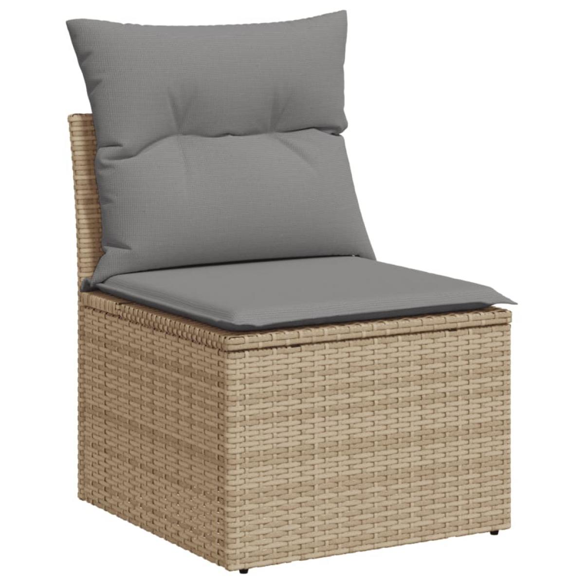 Set sofás jardín 14 pzas y cojines ratán sintético beige mezcla