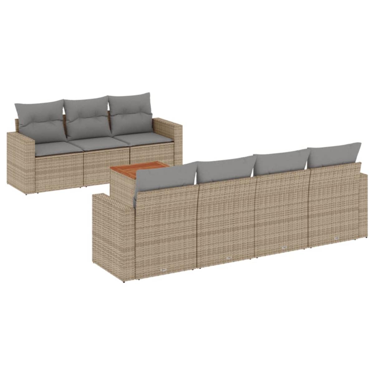 Juego de sofás jardín con cojines beige mezcla 8 pzas ratán PE