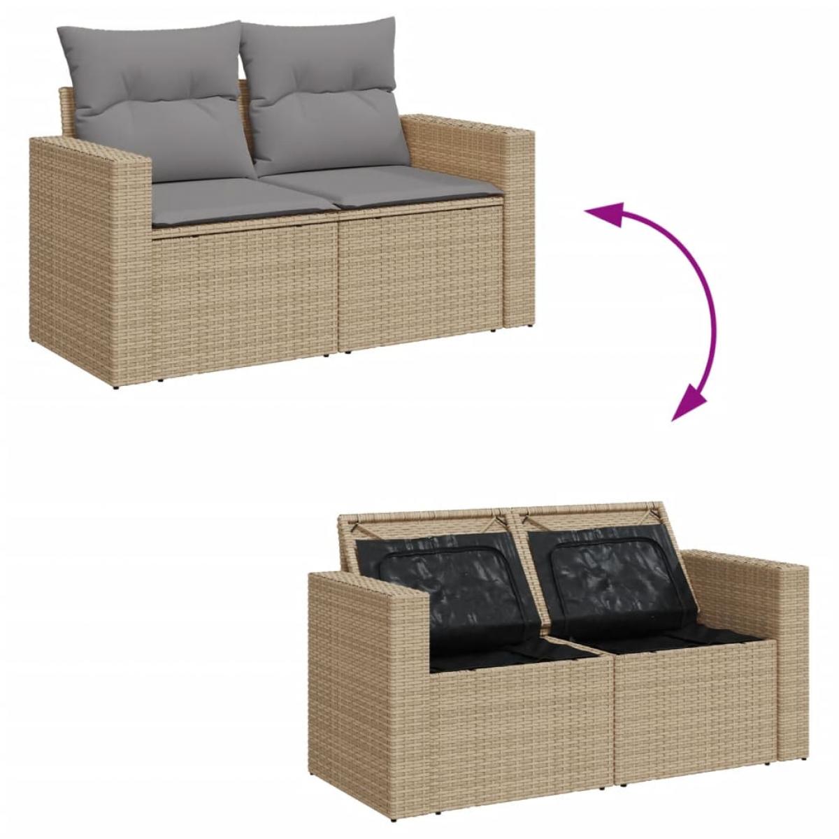 Juego de sofás jardín con cojines beige mezcla 13 pzas ratán PE