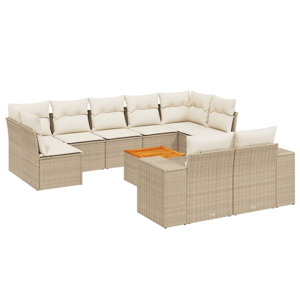 Juego de sofás jardín con cojines beige 10 pzas ratán sintético