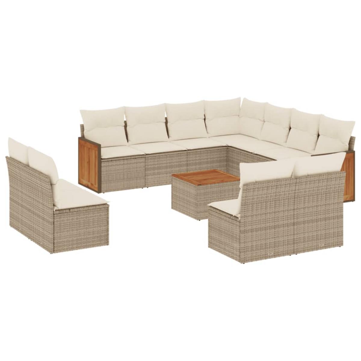Set de sofás de jardín 12 pzas y cojines ratán sintético marrón