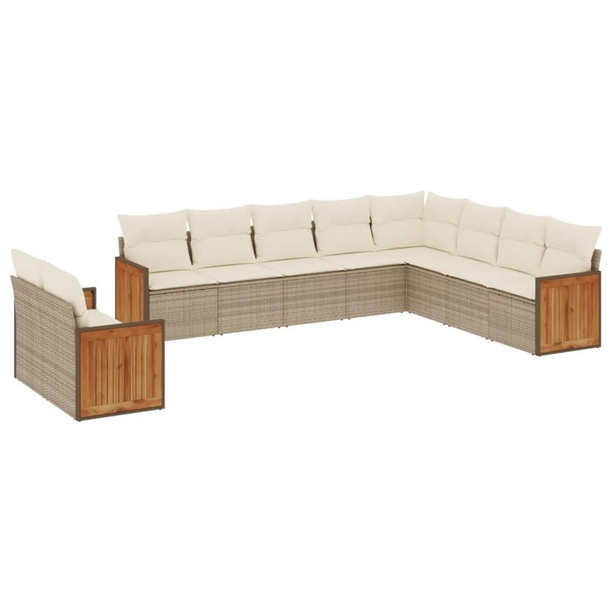 Juego de sofás jardín con cojines beige 10 pzas ratán sintético