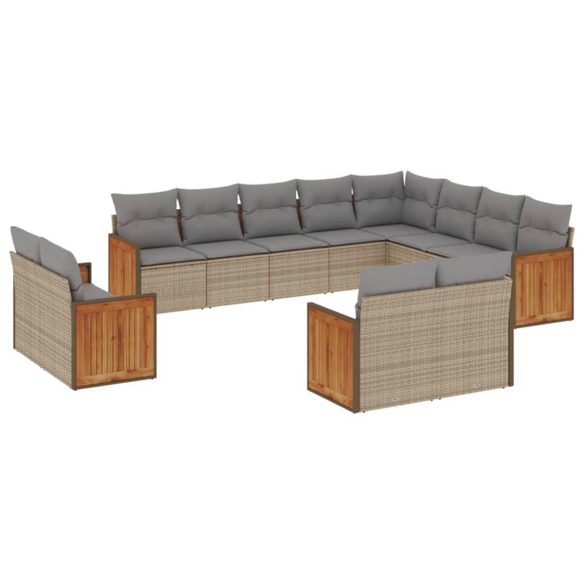 Set de sofás de jardín 12 pzas y cojines ratán sintético marrón