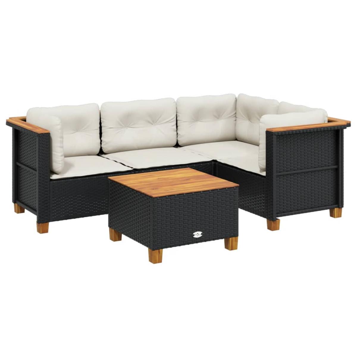 Set de muebles de jardín 5 pzas y cojines ratán sintético negro