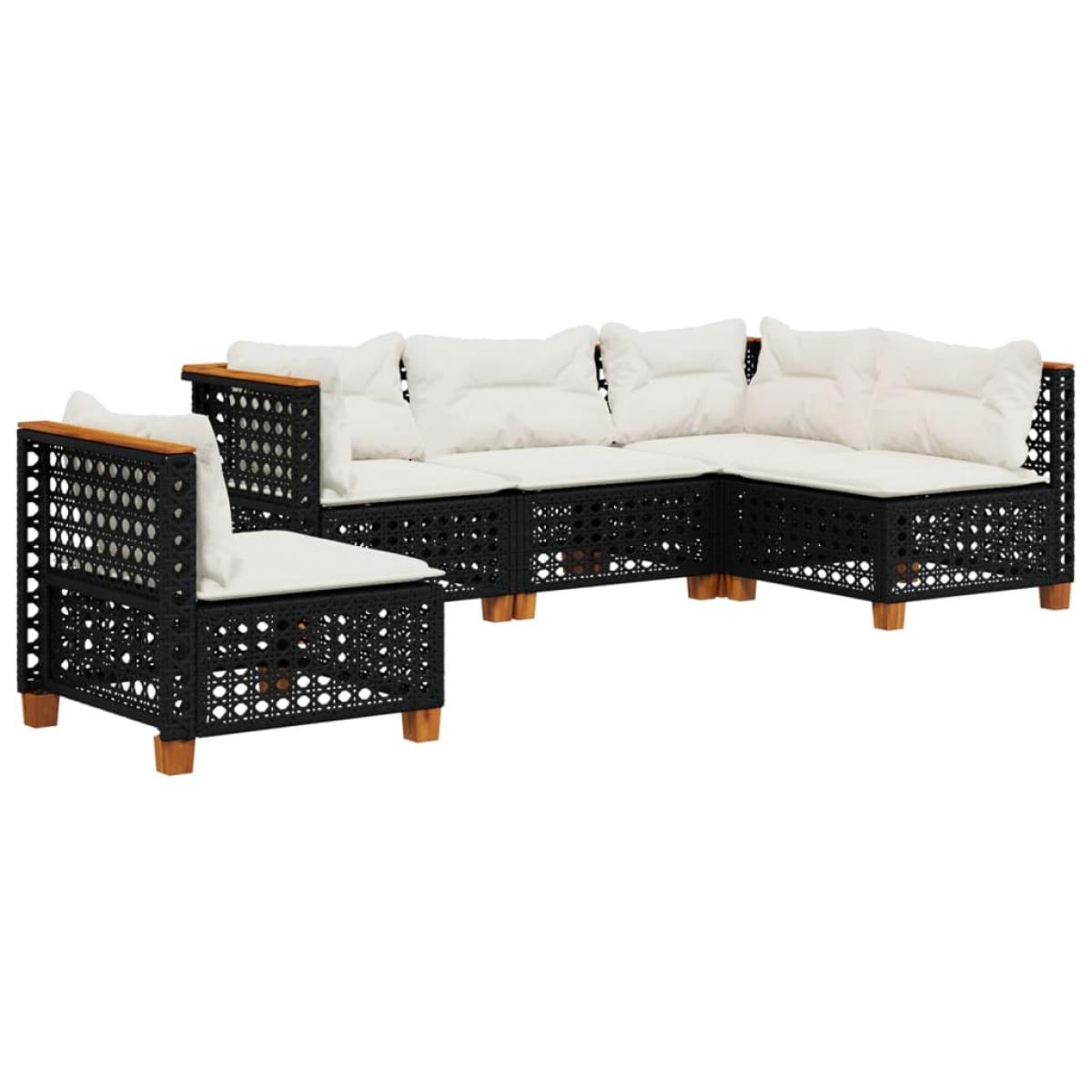 Set de muebles de jardín 5 pzas y cojines ratán sintético negro