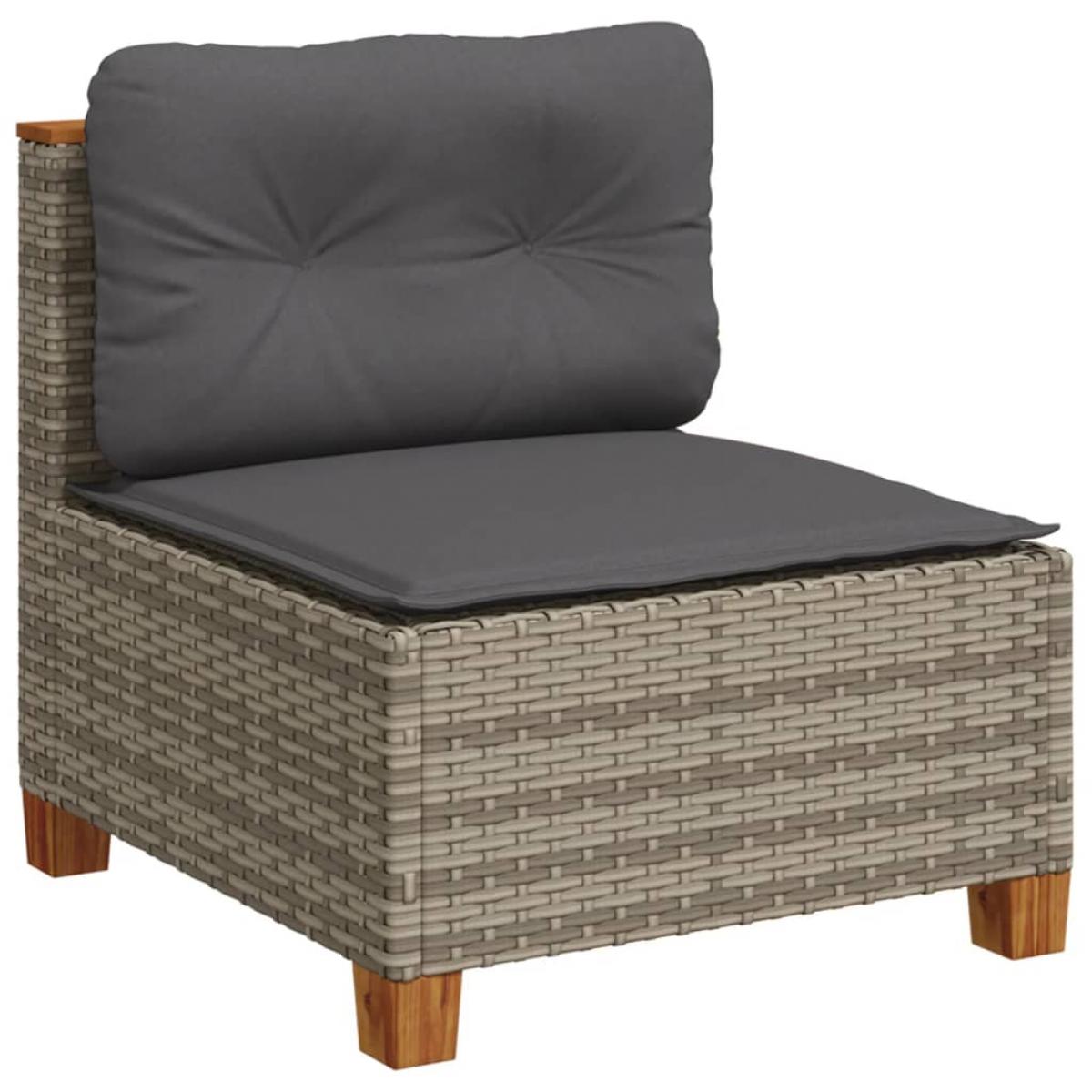 Set de sofás de jardín 7 pzas con cojines ratán sintético gris