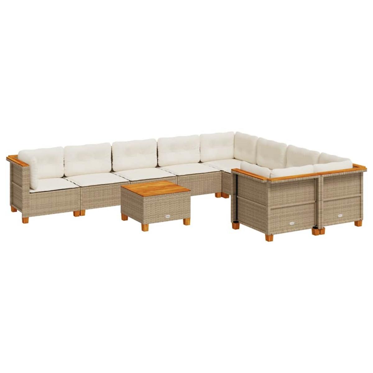 Juego de sofás jardín con cojines beige 10 pzas ratán sintético