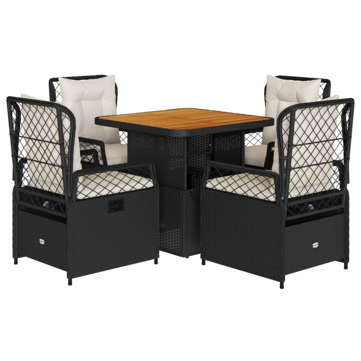 Set de muebles jardín 5 pzas con cojines ratán sintético negro