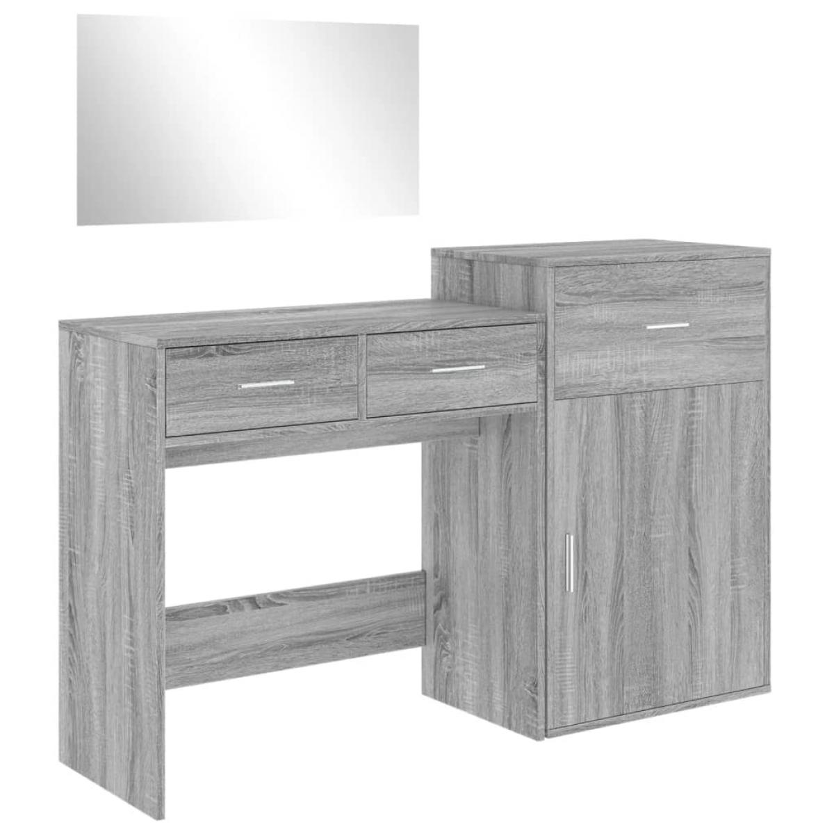 Juego de tocador de 3 piezas madera de ingeniería gris Sonoma