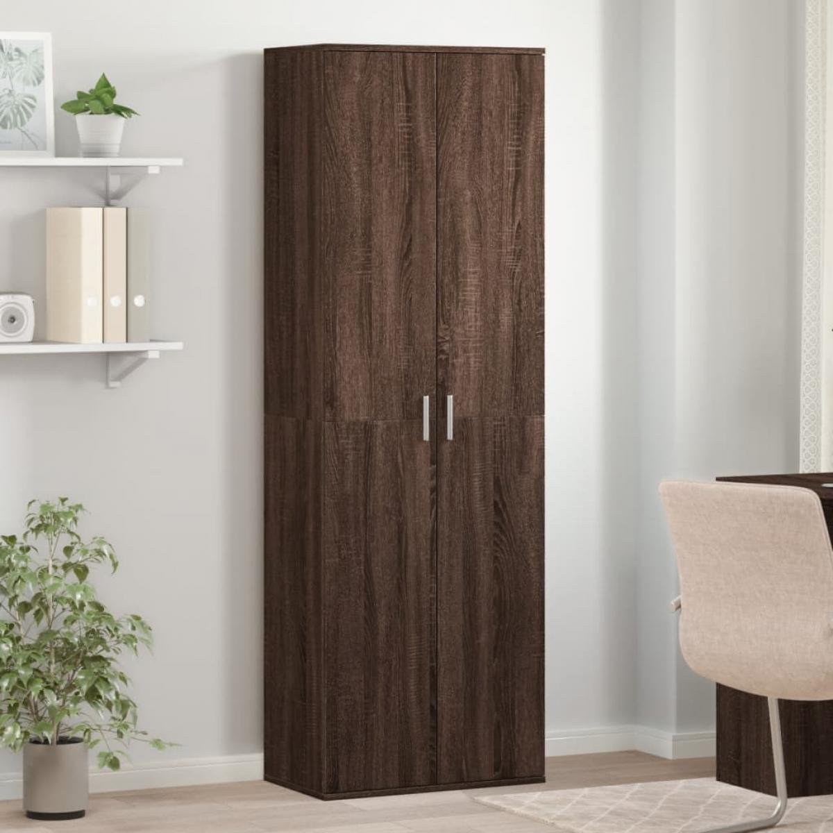 Aparador alto madera de ingeniería marrón roble 60x35x180 cm
