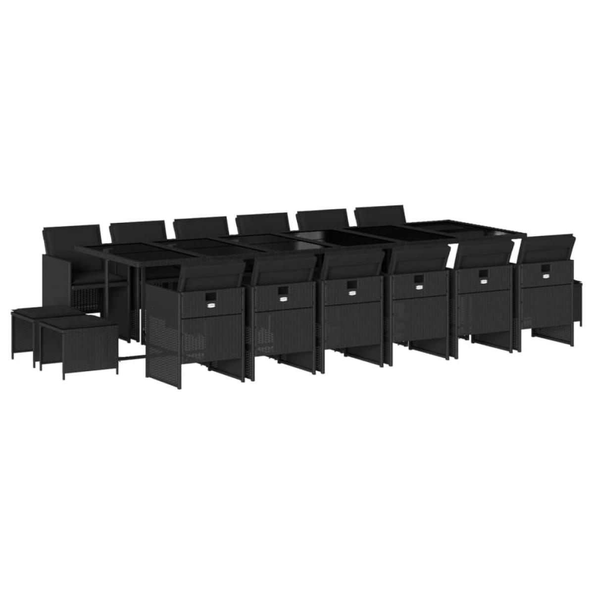 Set de muebles jardín 17 pzas con cojines ratán sintético negro