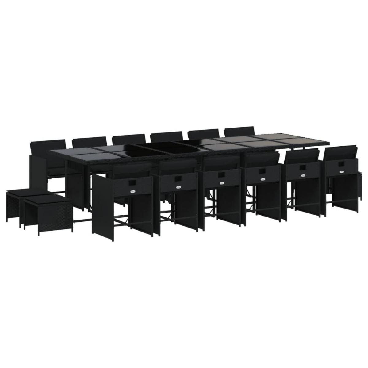 Set de muebles jardín 17 pzas con cojines ratán sintético negro