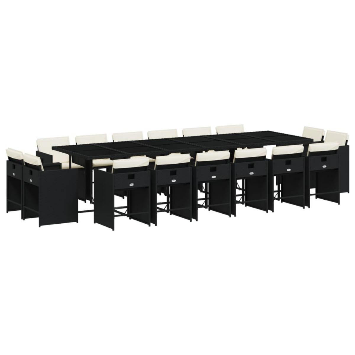 Set de muebles jardín 17 pzas con cojines ratán sintético negro