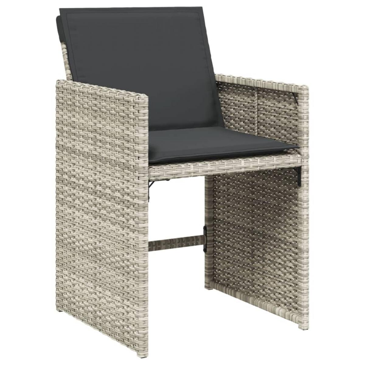 Set comedor jardín y cojines 17 pzas ratán sintético gris claro