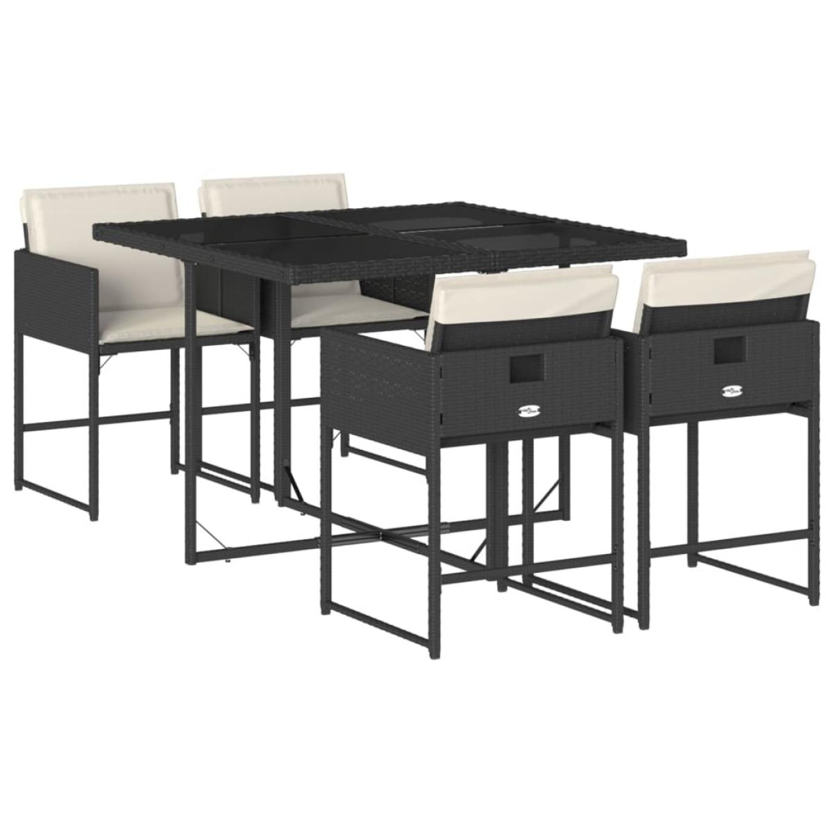 Set de muebles jardín 5 pzas con cojines ratán sintético negro