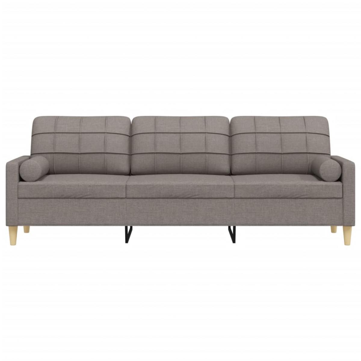 Sofá de 3 plazas con cojines tela gris taupe 210 cm