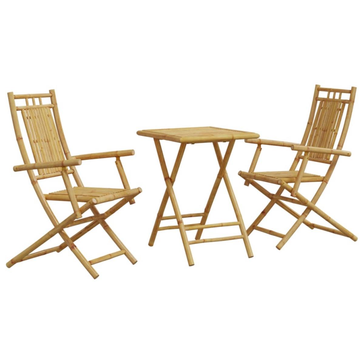 Juego de mesa y sillas de jardín 3 piezas bambú