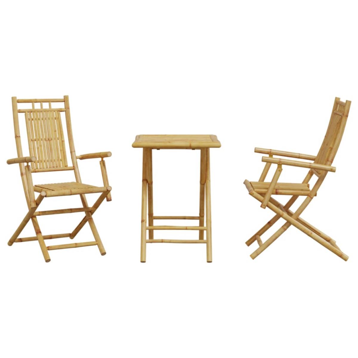 Juego de mesa y sillas de jardín 3 piezas bambú