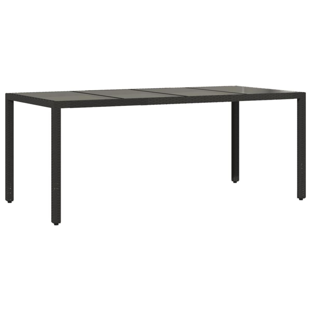 Set comedor jardín 7 pzas cojines ratán sintético vidrio negro