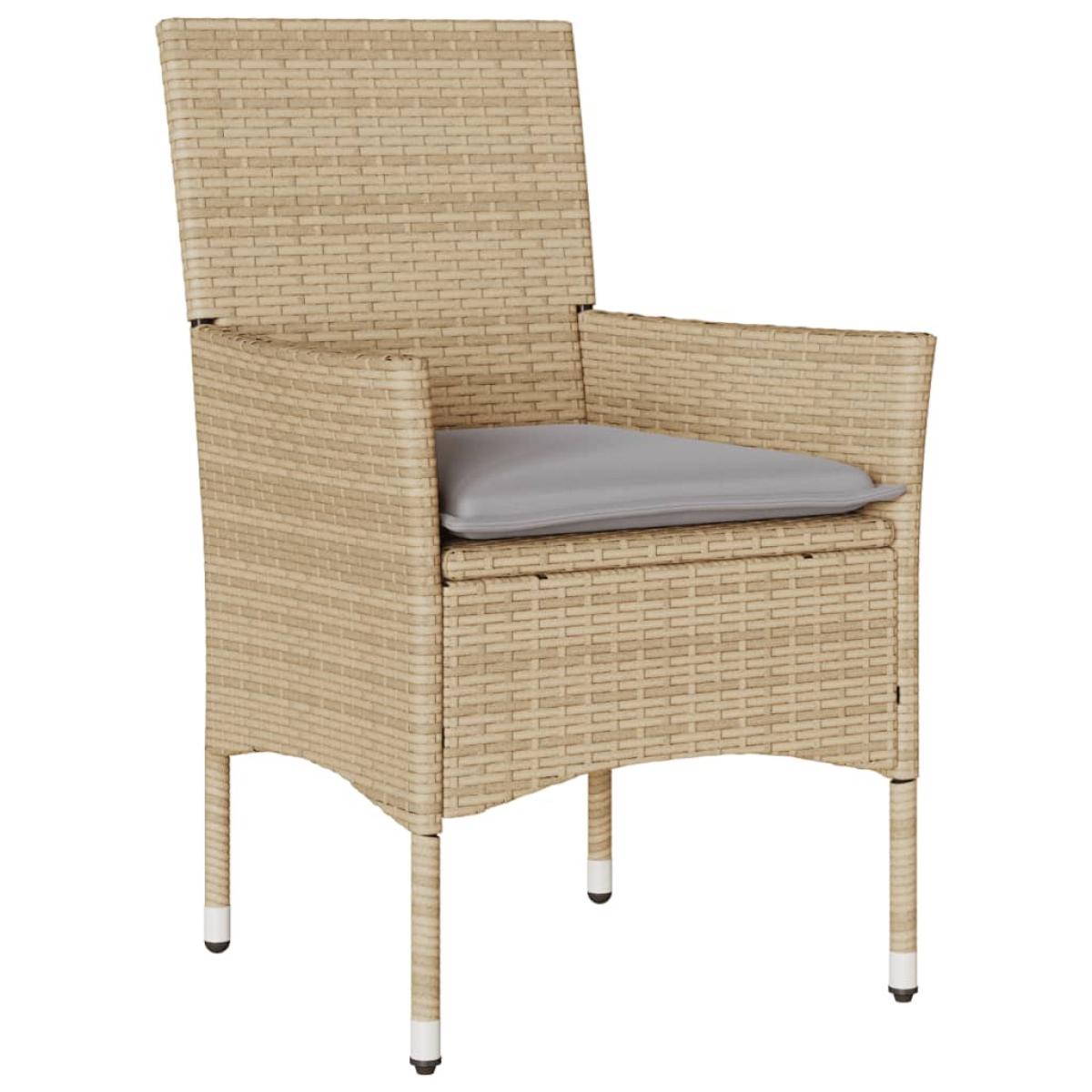 Set comedor jardín 5 pzas cojines ratán sintético vidrio beige