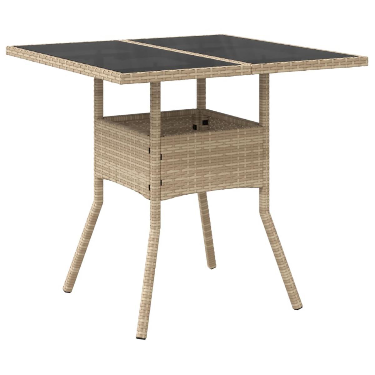 Set comedor jardín 5 pzas cojines ratán sintético vidrio beige