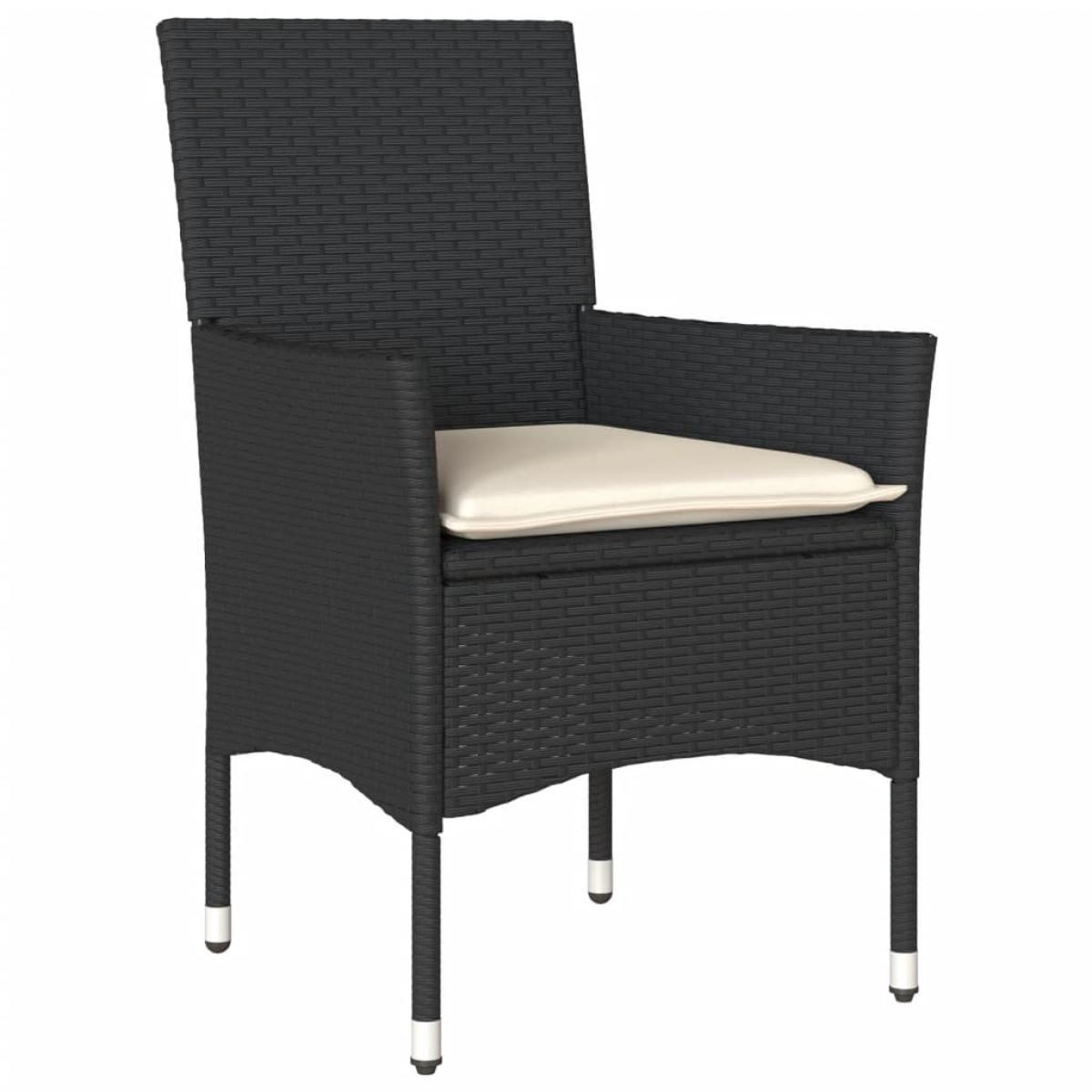 Set comedor jardín 3 pzas cojines ratán sintético vidrio negro